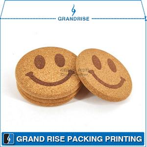 Smile Round Custom Absorbent Cork Coaster 